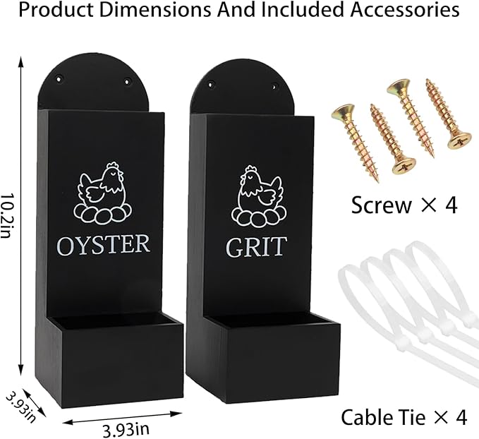Chicken Oyster Shell and Grit Feeder Wooden Automatic Poultry Feeder Chicken Coop Accessories Supplies