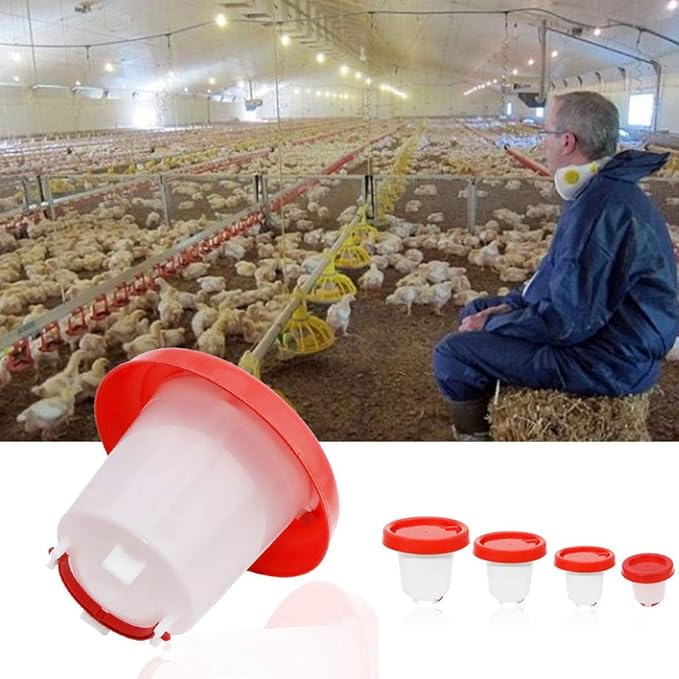 Auto Poultry Drinker Feeder Chicken Waterer Chick Feeder Container with Carrying Handle,Baby Duck Feeder 1.5L Bird Feeder Large Capacity for Pet Bird Poultry