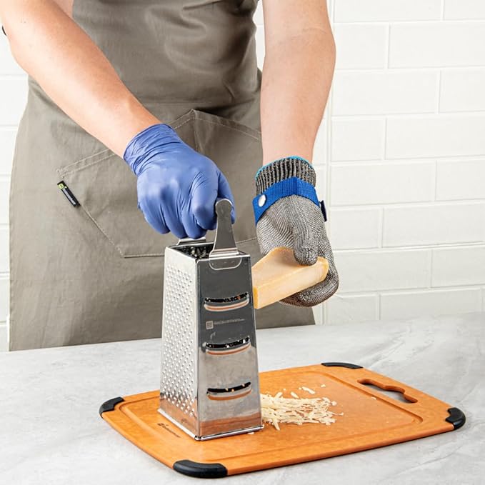Restaurantware-Life Protector 10 x 4.1 Inch Kitchen Glove For Cutting, 1 306-Grade Steel Metal Glove - Level-9 Protection, Polyethylene Fabric, Stainless Steel Cutting Mitt, Durable, Dishwashable