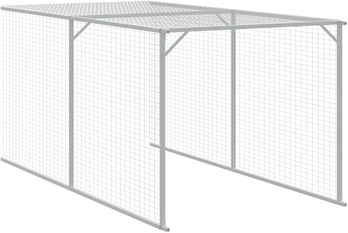 Extra-Large Anthracite Galvanized Steel Chicken Cage with Extended Run 43.3 x 400.4 x 43.3 in Modern Outdoor Hen House Safe Ventilated Coop for Backyard Garden Patio