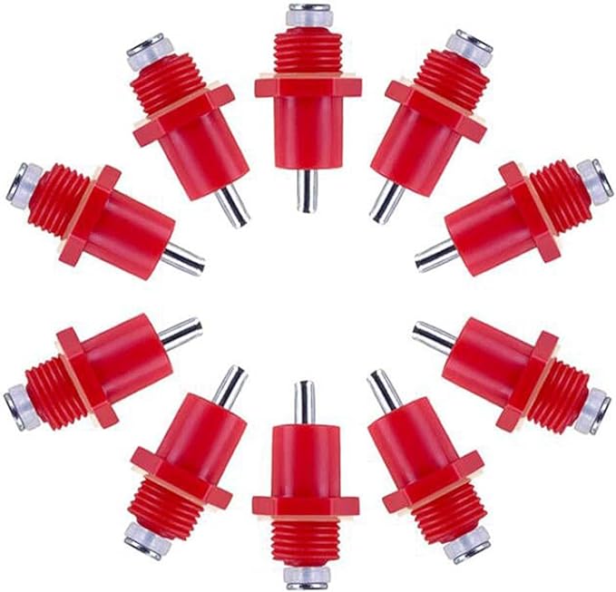 100Pcs Automatic Poultry Drinker Chicken Nipple Drinking Dispenser Screw Style Red Wear Resistant for Farm Poultry Watering System Waterer