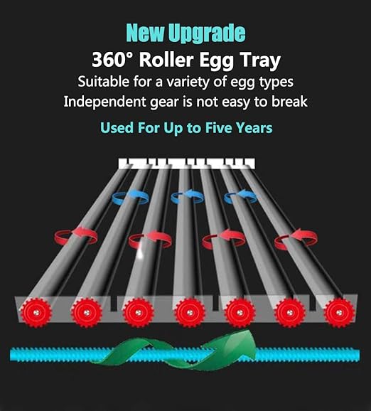 JAEDO 120 Egg Incubator Poultry Hatcher with Fully Automatic Egg Turning and Temperature Humidity Control for Chickens Ducks Goose Birds, Built-in Egg Candler (120)