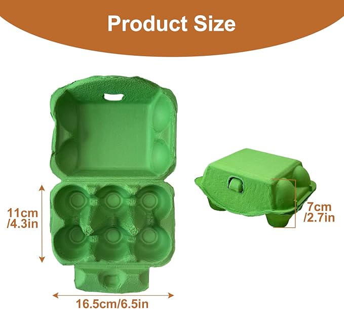 Half Dozen Paper Pulp Egg Cartons Cheap Bulk Fresh Chicken Eggs Basket Holder Storage Container Reusable for Easter (Green, 20)
