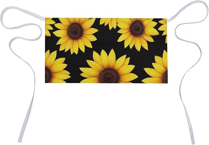 Unisex Apron for Cooking Server Waitress Half Waist Apron with 3 Pockets
