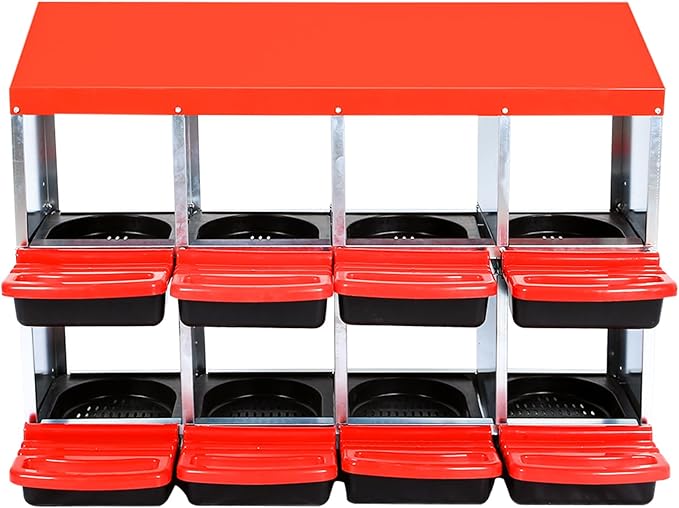 Chicken Nesting Box, 8 Hole 2 Layer Hen Nest Boxes, Roll Away Eggs Laying Boxes,Cleanable Pull Out Hen Roosting Boxes