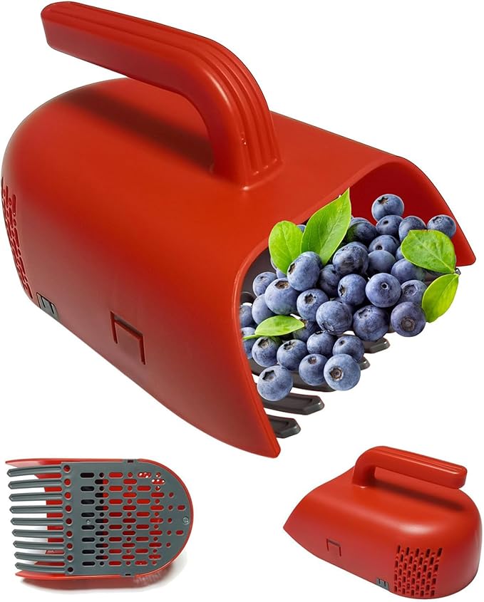 Cherry Berry Picker, Ergonomic Handheld Comb and Scoop Tool, Harvest Berries,Cherries Efficiently, Collect Leaves Fruit or Lawn Debris, Outdoor Gardening Tool for Trees Plants Orchard Farm Backyard