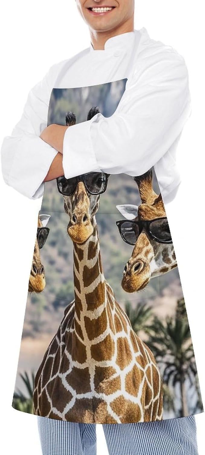 Waterproof Apron Adjustable Bib Aprons with Pockets Smiling Apron Kitchen Aprons for Women Men