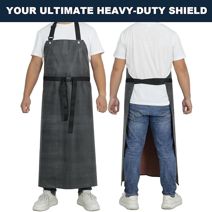 Thick Rubber Apron, Waterproof Apron Butcher Heavy Duty Chemical Resistant Adjustable Work Apron