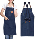 Unisex Aprons with Large Pockets,Cotton Canvas Cross Back Heavy Duty Adjustable Work Apron,Size Kids to Adult