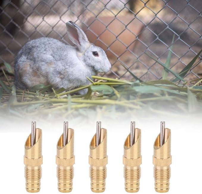 AUNMAS 10Pcs Rabbit Drinker Nipple Waterer Set Automatic 360 Degree Stainless Steel Nipples Cage Accessories Drinking Water Tool for Rabbits, Chickens, Ducks, Birds, Quails