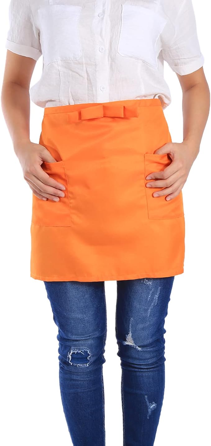 Ymiko Apron, Half Length Aprons With Pockets for Kitchen or Serving