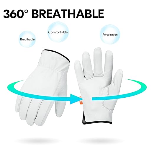 Vgo... 1-Pair Unlined Top Grain Goatskin Work and Driver Gloves for Men(Size M, White, GA9501)