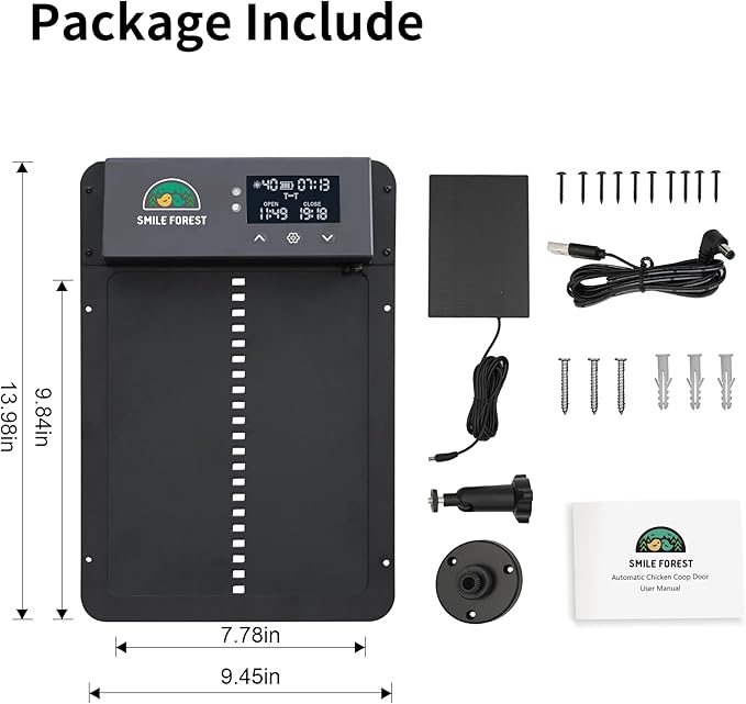 Automatic Chicken Coop Door,Multi-Modes for Chicken Door,Auto Chicken Coop Door with Anti-Pinch Feature,Automatic Coop Door with LCD Display,Run Chicken Automatic Door with Timer & Light Sensor