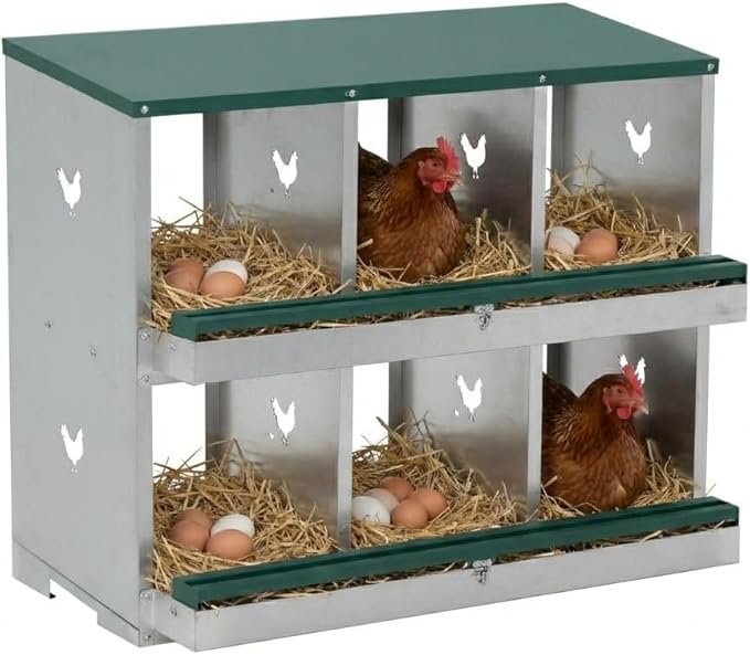 6 Compartment Nesting Boxes for Chickens, Chicken Nesting Box to Protect Eggs, Chicken Laying Boxes, Easy to Clean and Install