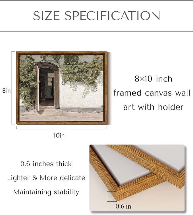 InSimSea Framed Canvas Wall Art Vineman Climbing The Walls Farmhouse Wall Decor Opening Door Painting Canvas Print Art Home Decor Aesthetic For Bedroom Bathroom Office 8x10in