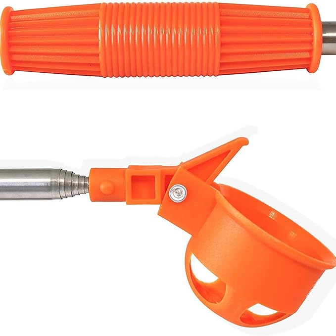Egg Grabber Telescopic Tool - Stainless Steel, Extendable Egg Nut Collector | Long Reach Grabber For Chicken Coops Poultry Houses Farms Yards Gardens, Multi-Functional Outdoor Eggs Picker, Easy Harves