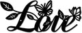 CREATCABIN Love Metal Wall Decor Hanging Letter Signs Iron Black Iron Rustic Love Word Leaves Butterfly Art Decoration Sign Cutout for Valentine's Day Home Office Living Room Walls 11.8 x 4.7 Inch