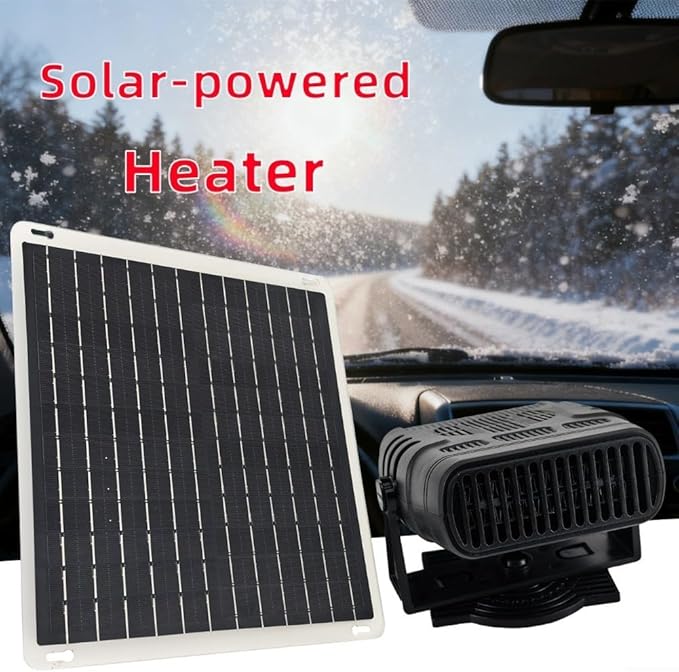 Car Interior Warming Fan, Portable Car Heater for Winter, Solar Heater for Chicken Coop, 10w Solar Panel Car Heater Dryer Heater Winter Solar Pet House Warming Fan, Heating Solution for Cold Weather