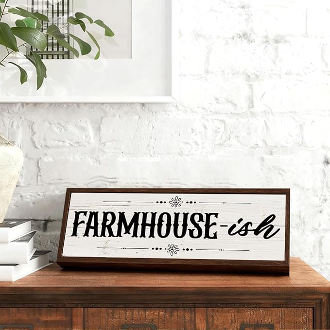 Farmhouse-ish Sign, Cottage Decors, Decorative Wooden Wall Plaque for Indoor Outdoor Decor, Farmhouse Home Decor for Entryway, Funny Farm Gift 9.5x3.1x1 inches
