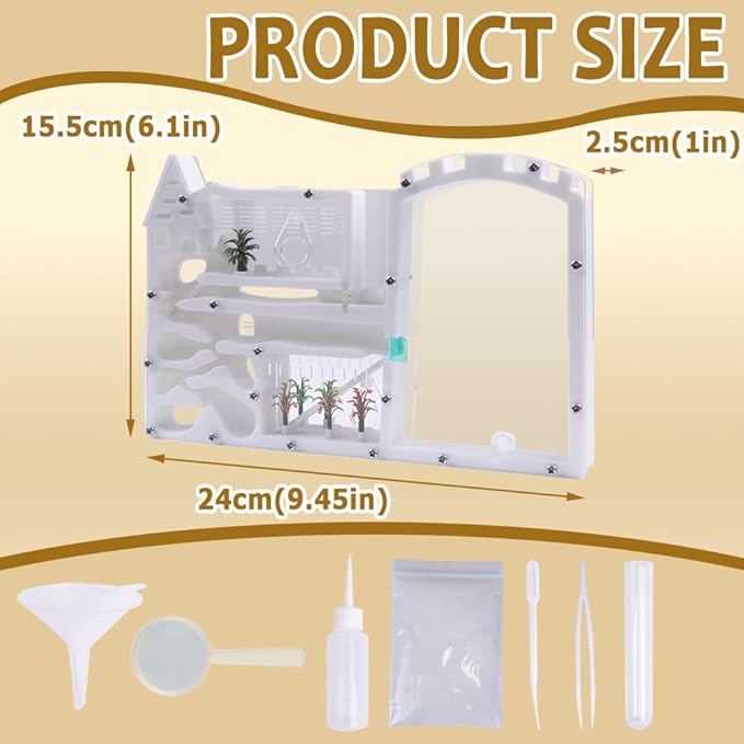 Ant Farming Castle,Ant Colony Observation Kit with White Sand,Study of Ecosystem,Explore The Nature World (Ants Not Included)