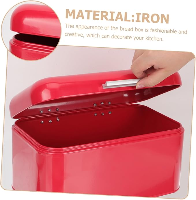 Vintage Metal Bread Box with Airtight Iron Construction Capacity Storage Bin for Kitchen Countertop Flat-bottomed Bread Holder Organizer for Home Supplies and Grain Container