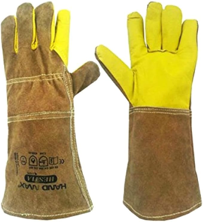 Hand Max Versatile Multi Purpose 14inch Cow Gauntlet Leather Kevlar Heat Resistant Gloves