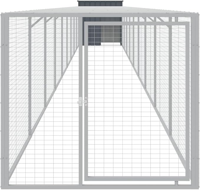 Extra Large Outdoor Chicken Cage 43.3x400.4x43.3 in Anthracite Galvanized Steel Hen House Run Coop with Secure Latches & Mesh Ventilation for Backyard Poultry, Modern Style
