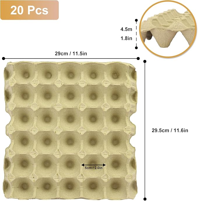 20 Flats 30-Cell Egg Crate, Sturdy and Stackable, Holds 30 Eggs, Multipurpose Use