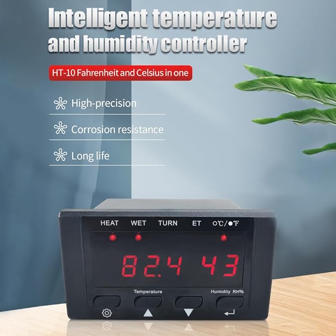 HT-10 Egg Incubator Temperature Controller, 220V/110V Digital Temperature Controller Full Automatic Control Incubator Temp Humidity Controller