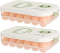Homaisson 2 Pcs Egg Organizer for Refrigerator, Clear Stackable Egg Containers with Timer, Reusable Egg Carton with Handle, 12.8 x 9 x 3.2 in Large Capacity Egg Holder with Lids