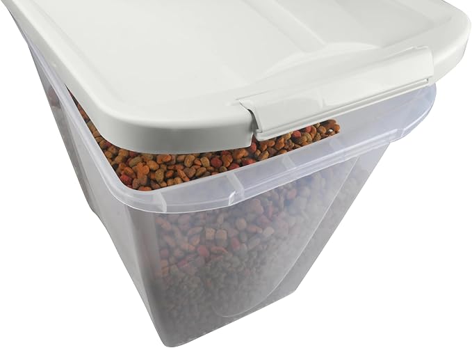 25 lb Pet Food Storage Container with Wheels, Airtight Lid, Tight Seal to Keep Food Fresh, Mobile Rolling Bin for Dog Food, Cat Litter & Bird Seed
