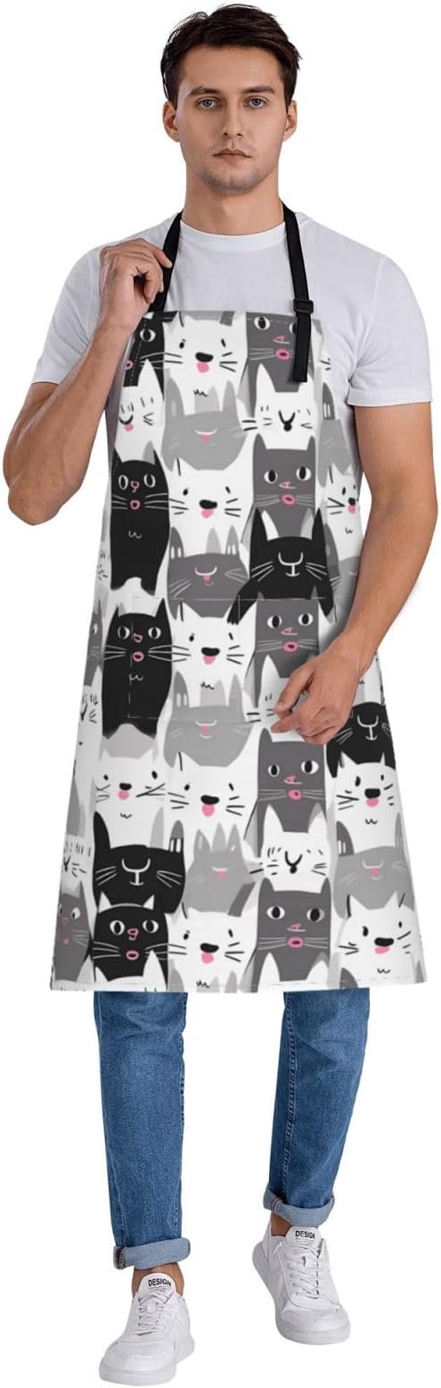 Shark Jumping Home Aprons 2 Pockets 33"×28" for Men Women, Ocean Sea Waterproof Kitchen Cooking Bib