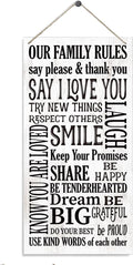 Our Family Rules Sign, Family Decor, Positive Home Decor, Rustic Home Wall Decorative, Decorative Wood Hanging Wood Plaque, New House Decoration, Living Room Decoration, Love Sign