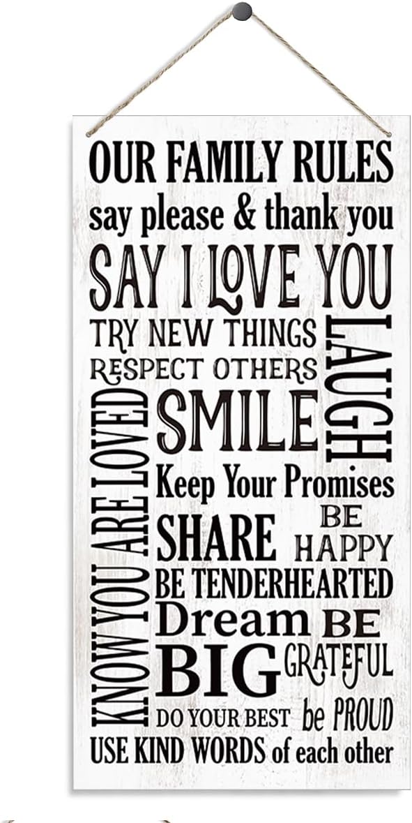 Our Family Rules Sign, Family Decor, Positive Home Decor, Rustic Home Wall Decorative, Decorative Wood Hanging Wood Plaque, New House Decoration, Living Room Decoration, Love Sign
