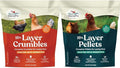 Manna Pro 16% Chicken Feed with Probiotics | Layer Crumbles and Pellets | 8 Pounds Each