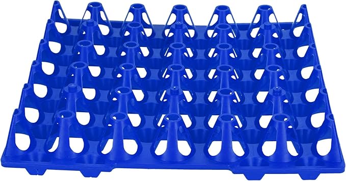 30 Cell Plastic Egg Flats, 5PCS Egg Crates Holder Tray for Storage and Transportation, Durable Reusable Design - Stackable, Space Saving, Ideal for Home and Farm Use (Blue)