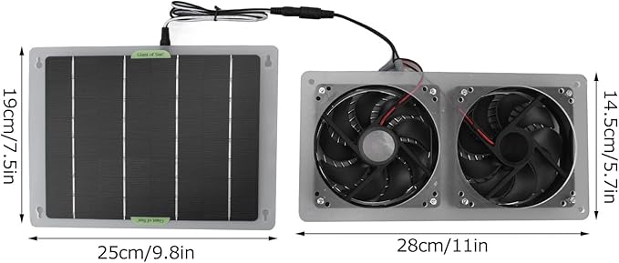 Jiawu Solar Panel Fan Kit, 100W 12V Dual Exhaust Fan, Solar Powered Fan for Small Chicken Coops, Greenhouses, Sheds, Pet Houses