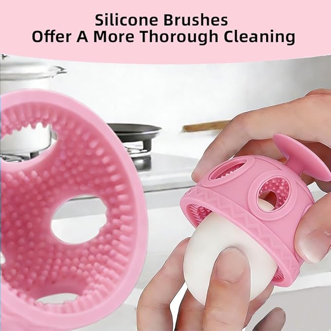Layver Egg Brush Cleaner, Egg Cleaner Scrubber for Fresh Eggs, Silicone Egg Washer, Multipurpose Washing Egg Tool for Fruits and Vegetables (Pink)