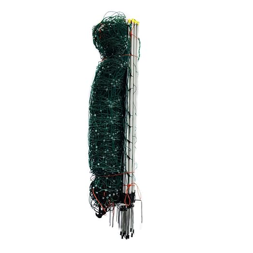 Portable Electric Fencing Net, PE Fence Netting with Condutors for Sheep and Goat with Step-in Fence Post, 35"x164', Green
