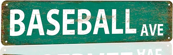 Baseball Decor Baseball Ave Signs Vintage Metal Tin Sign Baseball Street Sign Baseball Decor For Boys Room Baseball Ave Theme Party baseball Wall Decorations 4x16 Inches
