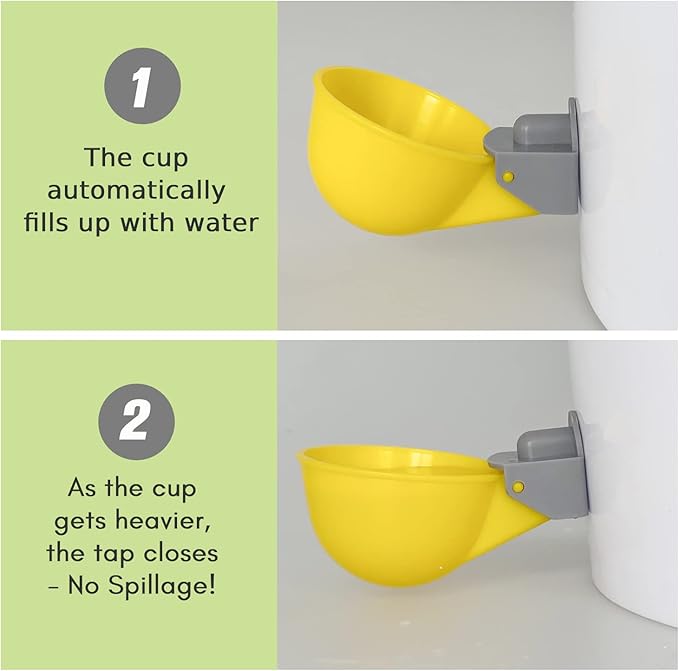 (6 Cups) Chicken Water Cups Feeder, Automatic Chicken Waterer, Anti-Leak System, Holds 50% More Water, Suitable for Chicks, Chicken, Duck, Quail, Turkey