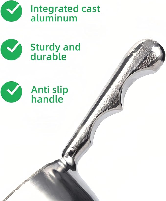 Heavy-Duty Cast Aluminum Kitchen Scoop - Rust-Proof, Ergonomic S-Handle Ice Cube Endurance Scoopfor Ice, Candy, Popcorn, Coffee Beans, Flour & Pet Food - Commercial-Grade Durable Design (L（24oz）)