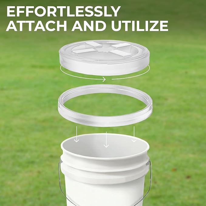 5-Gallon Yellow Bucket Pail with Gamma Seal Screw on Airtight Lid, Metal Handle with Plastic Grip for Easy Carrying, Easy Stack and Store, Heavy-Duty 90MIL Extra Durable, Food Grade, BPA Free - 1 Pack
