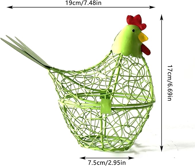 Iron Wire Hen Shape Egg Basket, Egg Holder Farm Fresh Egg Storage Container Decorative, Chicken Decoration for Kitchen Dining (Purple)