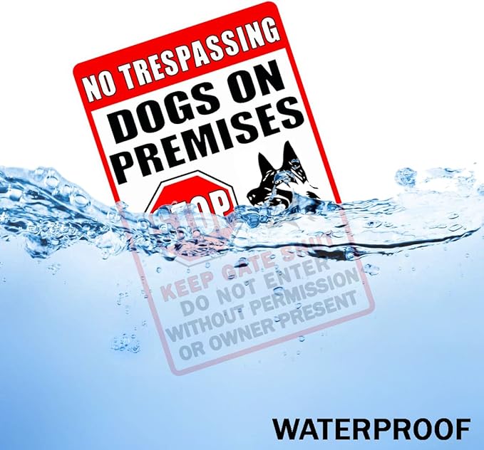 Funny Beware Of Dog Sign Warning Do Not Enter Metal Signs No Trespassing Dogs On Premises Tin Signs Dog In Yard Stop Keep Gate Closed Sign For Fence Door Outdoor Decorations 8x12 Inch