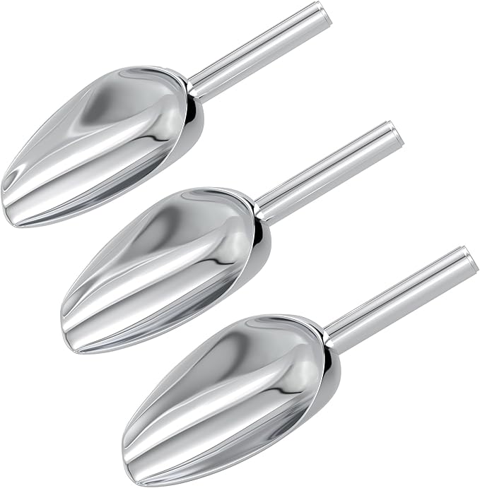 Small Ice Scoop for Freezer,Stainless Steel Ice Scooper For Ice Bucket,Metal Food Scoop For Ice Machine 6 Ounces 3 Packs