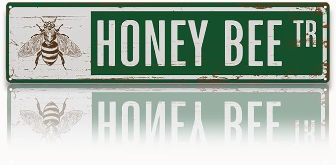 Rustic Apiary Signs, Honey Bee Trail Metal Sign, Honey Bee Signs, Retro Metal Tin Sign, Apis Keeper Decor, Backyard Farm Decor, Apis Keeper Gifts 15.8x4 Inch