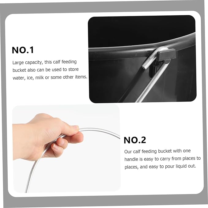 Portable Plastic Feed Bucket with Handle Durable Calf Feeding Container for Farm Home Kitchen Multipurpose Utility Bucket for Water Ice Milk More