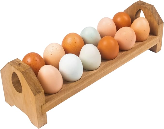 Farmhouse Stackable Wood Egg Holder - Fresh Egg Storage Rack (1)