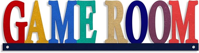Rustic Metal Game Room Sign Decor, Vintage Gaming Accessories Wall Decor, Gift Art for Boys Girls Gamer, 14.5x3.7 inches, Pop Color